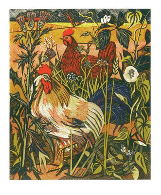 Greeting Card: Art Angels &quot;Cock &amp; Hen&quot;  Blank Inside