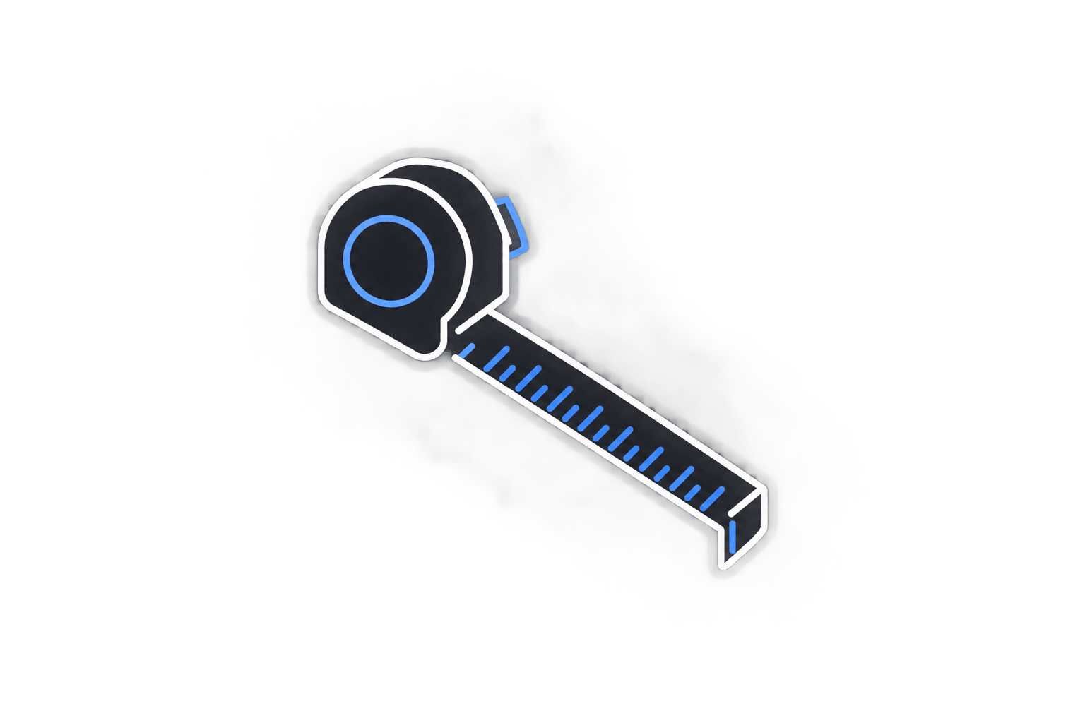 A blue and white icon of a ruler representing accuracy.