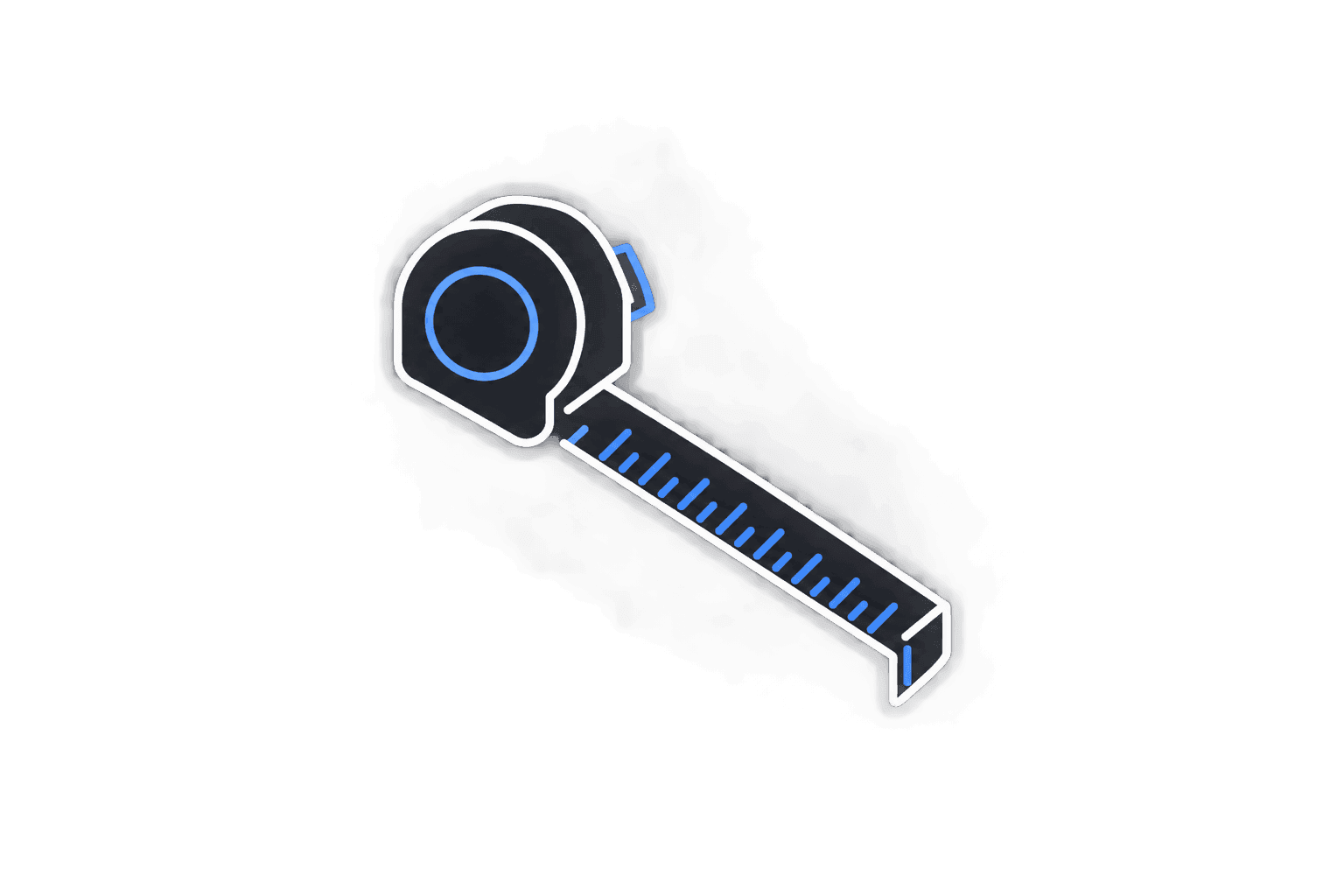 A blue and white icon of a ruler representing accuracy.