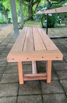 2m Cedar Outdoor Bench with Breadboard Ends | Coastal Outdoor Seating NZ