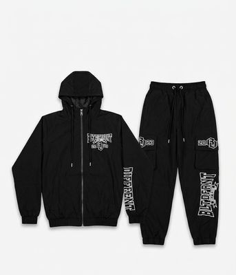 Kids Windbreaker Tracksuits- Black
