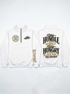 Built Different Half zip- White and Gold