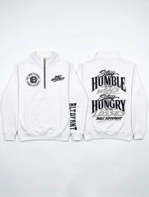 Built Different Half Zip- White and Black