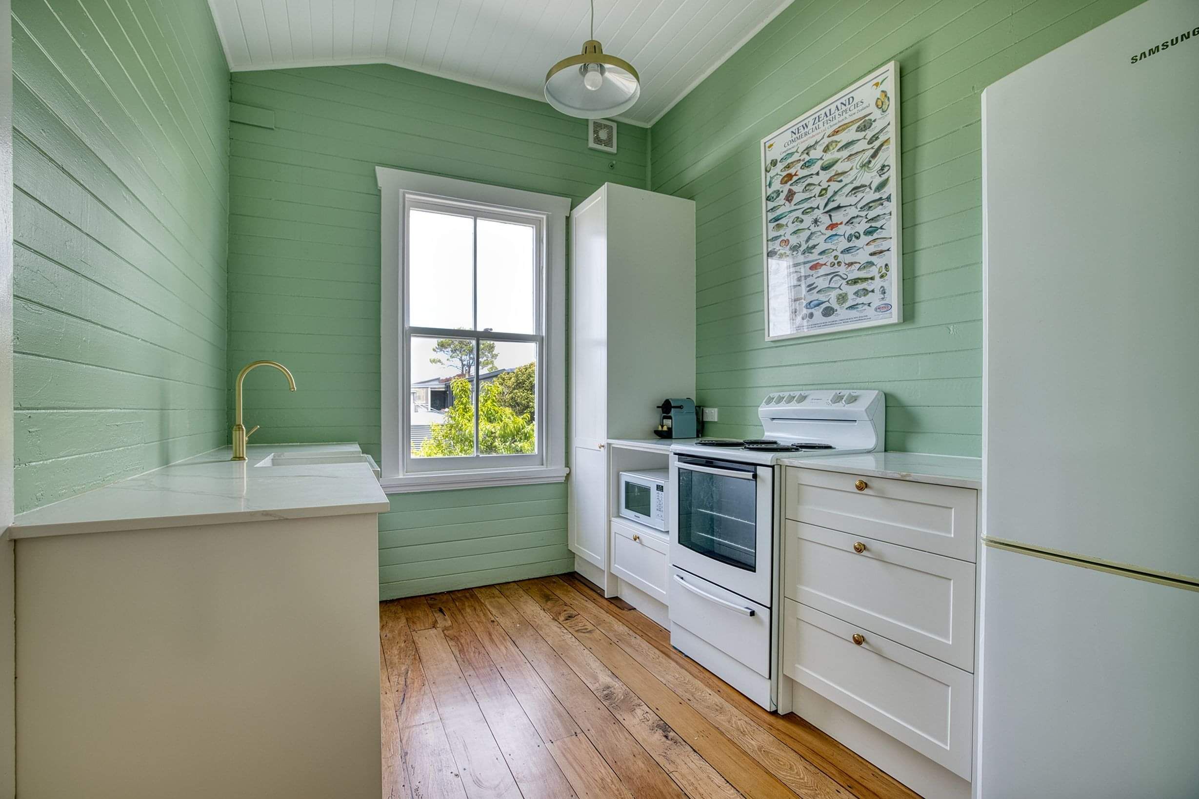 Kitchen in the Bach in Mangawhai