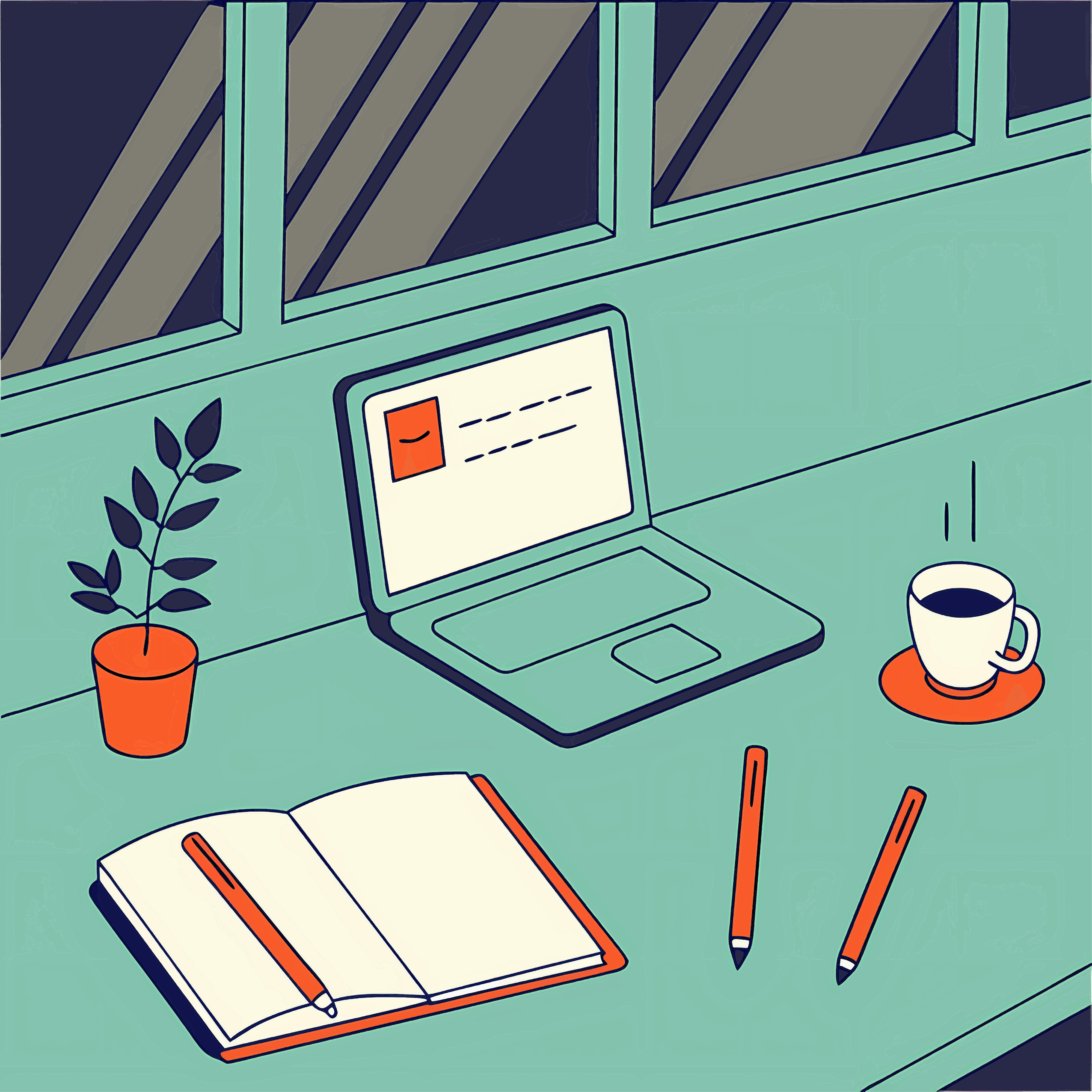 Illustration of work desk. Credit: art-attack-Qqn9VFkdV6E-unsplash