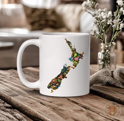 Kiwiana New Zealand Map Mug