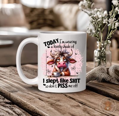 Slept Like Shit Highland Cow Mug