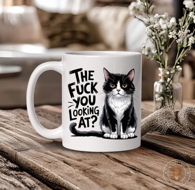 The Fuck You Looking At Cat Mug
