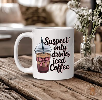 Suspect Only Drinks Iced Coffee Mug