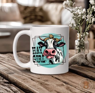 Hay Girl Cow Mug