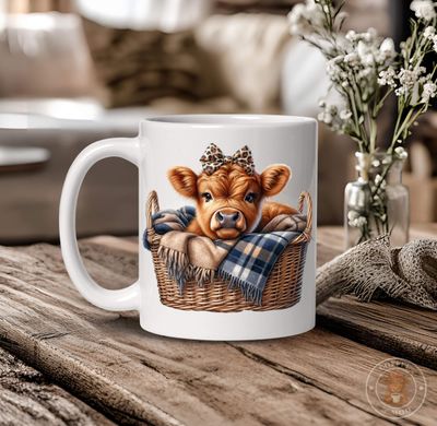 Highland Cow in Basket Mug