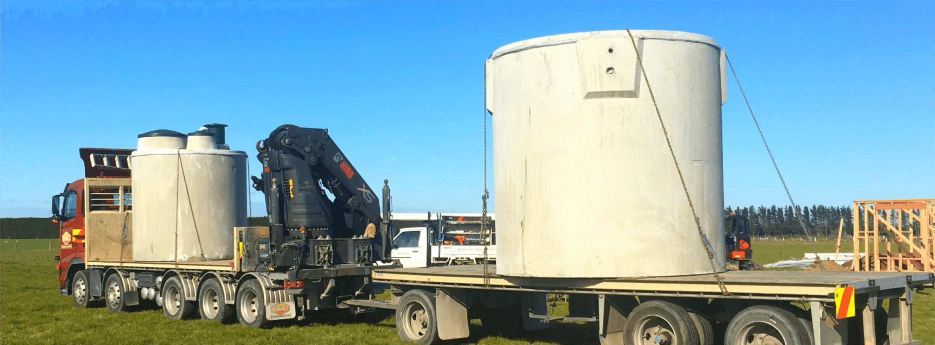 Truck with septic tanks on board