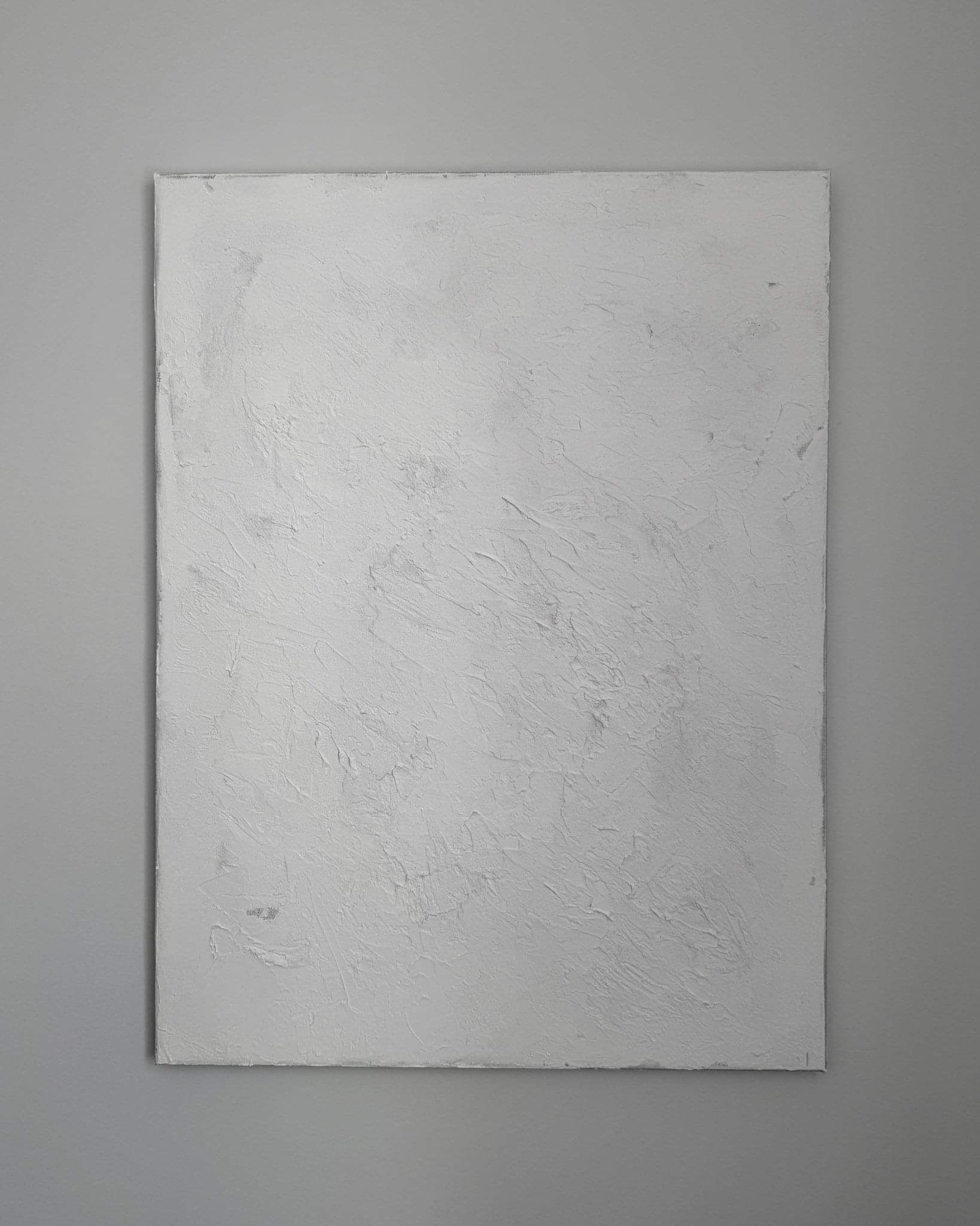 bone toned low-relief painting made from raw mineral-based compound and silica sand on linen