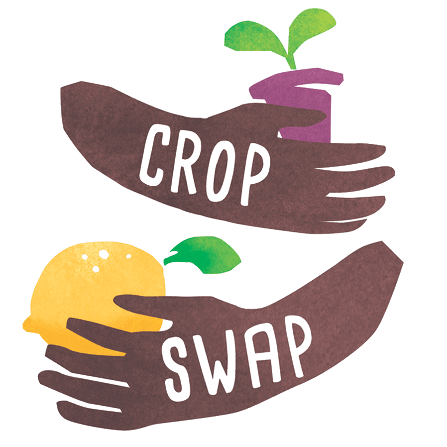 Crop Swap logo showing stylsed hands holding produce.