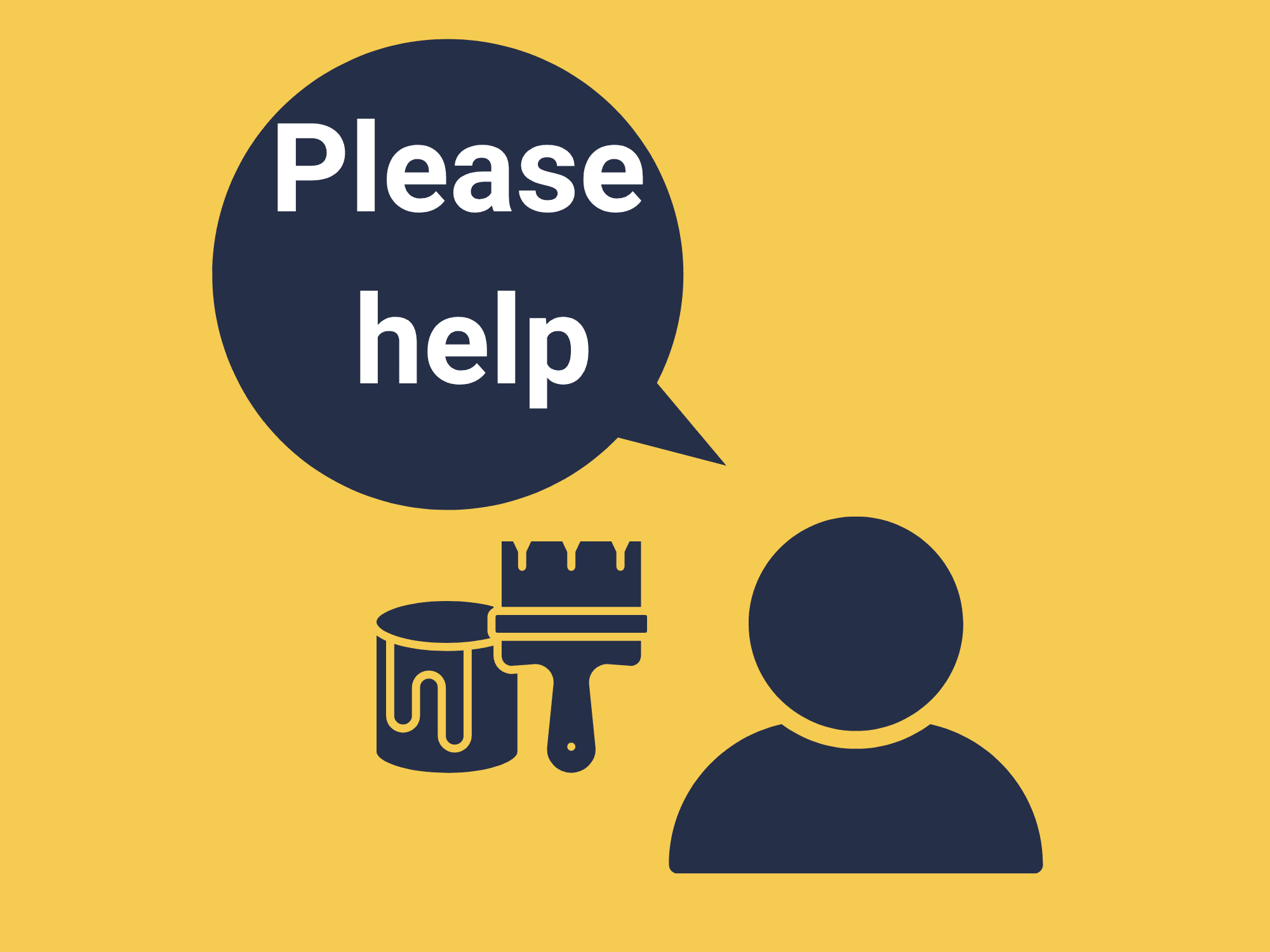 Icons showing a Timebank member requesting help.