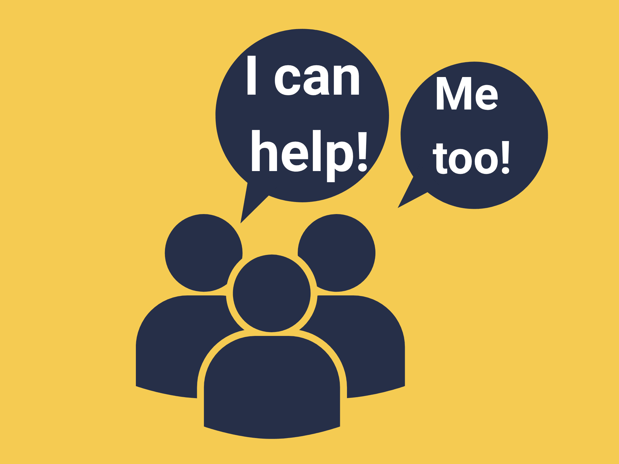 Icons showing Timebank members saying they canhelp.