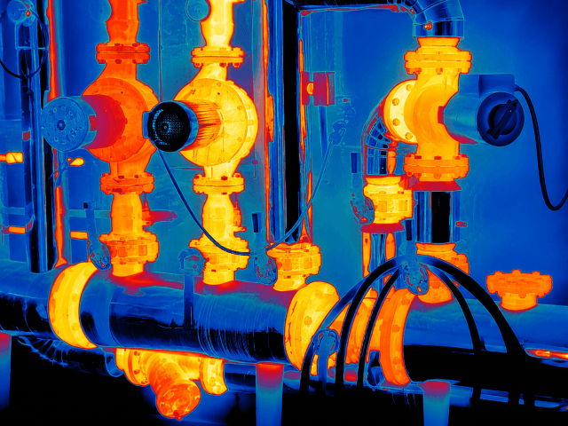 Thermal image of pumps in an Auckland mechanical plant room