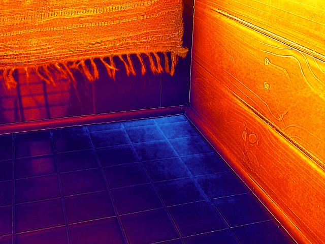 Thermal image of a leak in an Auckland bathroom