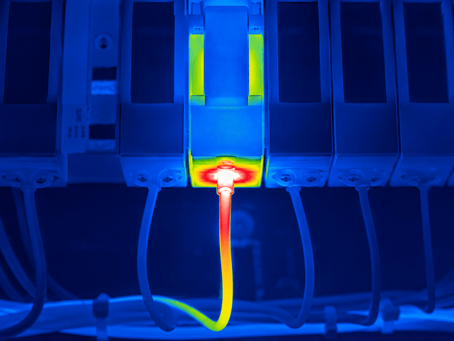 A thermal imaging of a fuse with an overheating termination