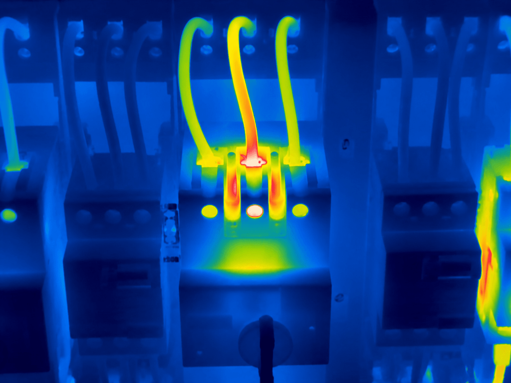 Thermal image of a loose termination on a contactor