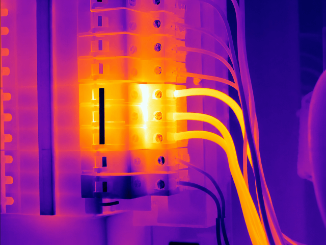 thermal image of an overheating circuit breaker