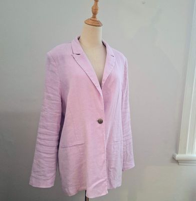 Preview Lilac Pink Linen Blazer &ndash; Women's Size 16 Relaxed Fit Jacket