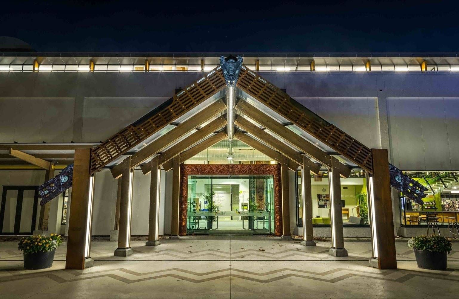 Te Aka Mauri Rotorua Library at night