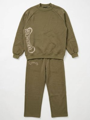 THE SIGNATURE Crew Neck Set - Moss and Cream