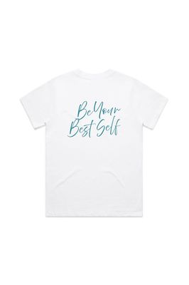 T-shirt White with Teal Print