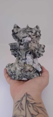 Large Zebra Jasper with Serpentine Baby Dragon