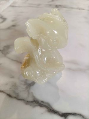 Light Green Calcite hand carved Dragon - 12cm tall