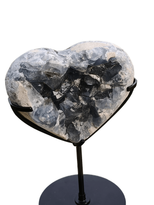 Blue Celestite heart on stand