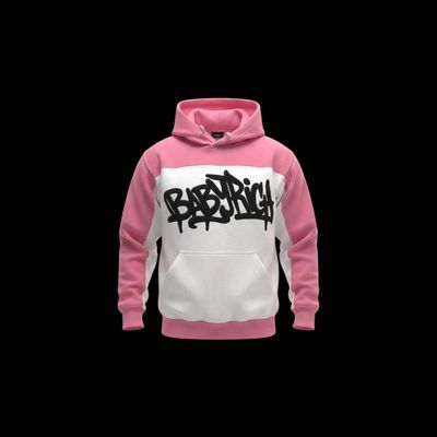 Baby Rich 2 Tone Pink &amp; White Hoodie Unisex