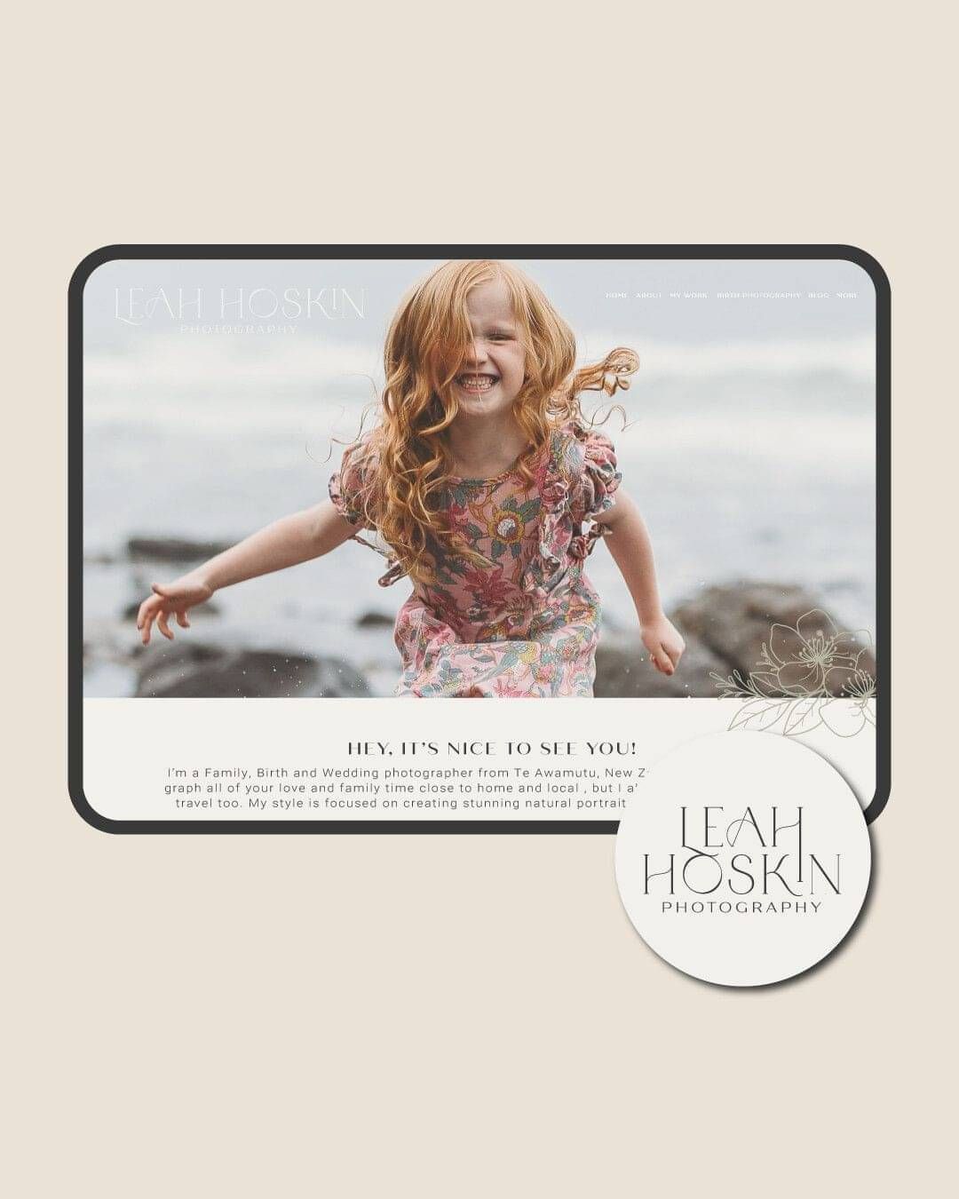 Brand identity for photographer, Leah Hoskin.  By Creative Box, Waikato. New Zealand