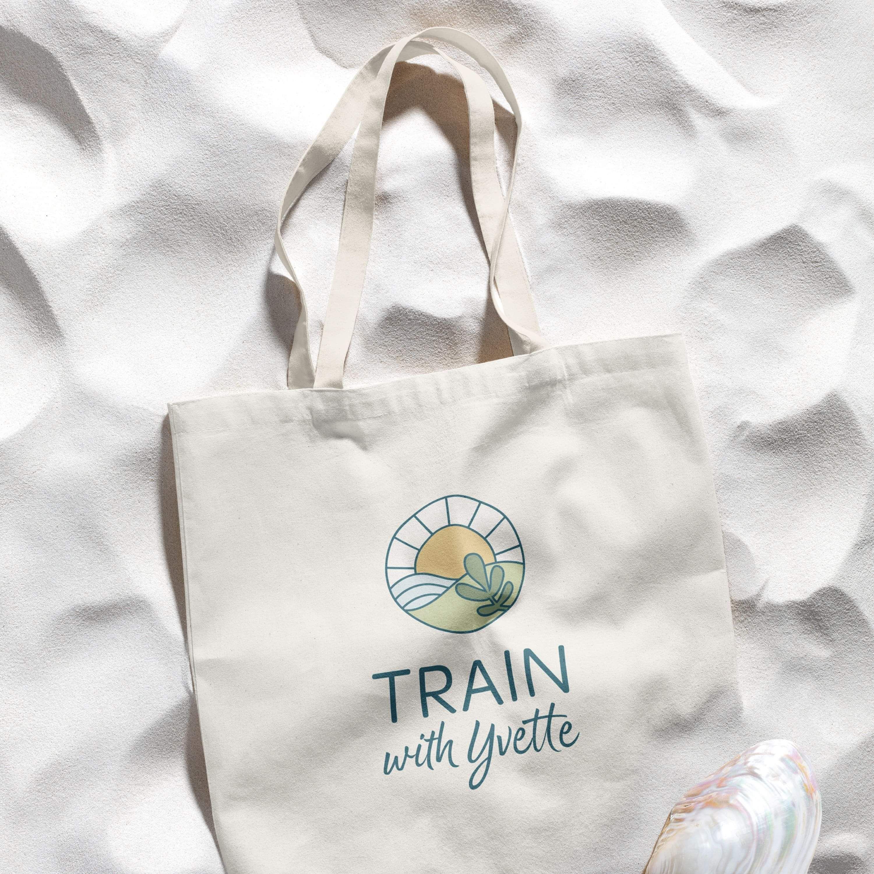 Totte bag mockup for personal trainer, Train With Yvette. By Creative Box, Te Awamutu, New Zealand. 