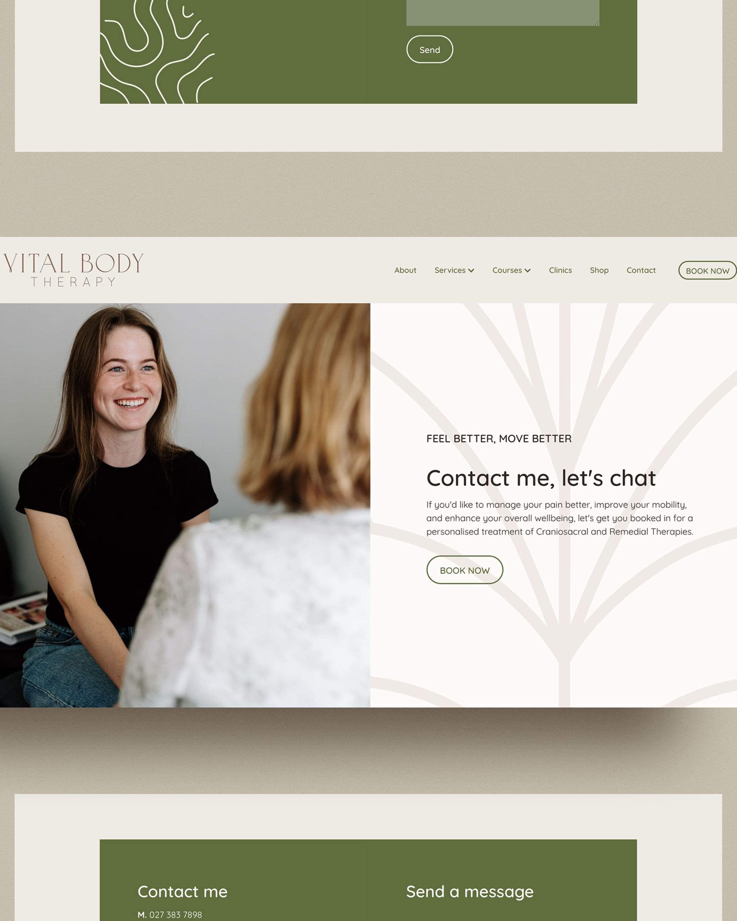 Vital Body Therapy website. Designed by Creative Box. Waikato, New Zealand.