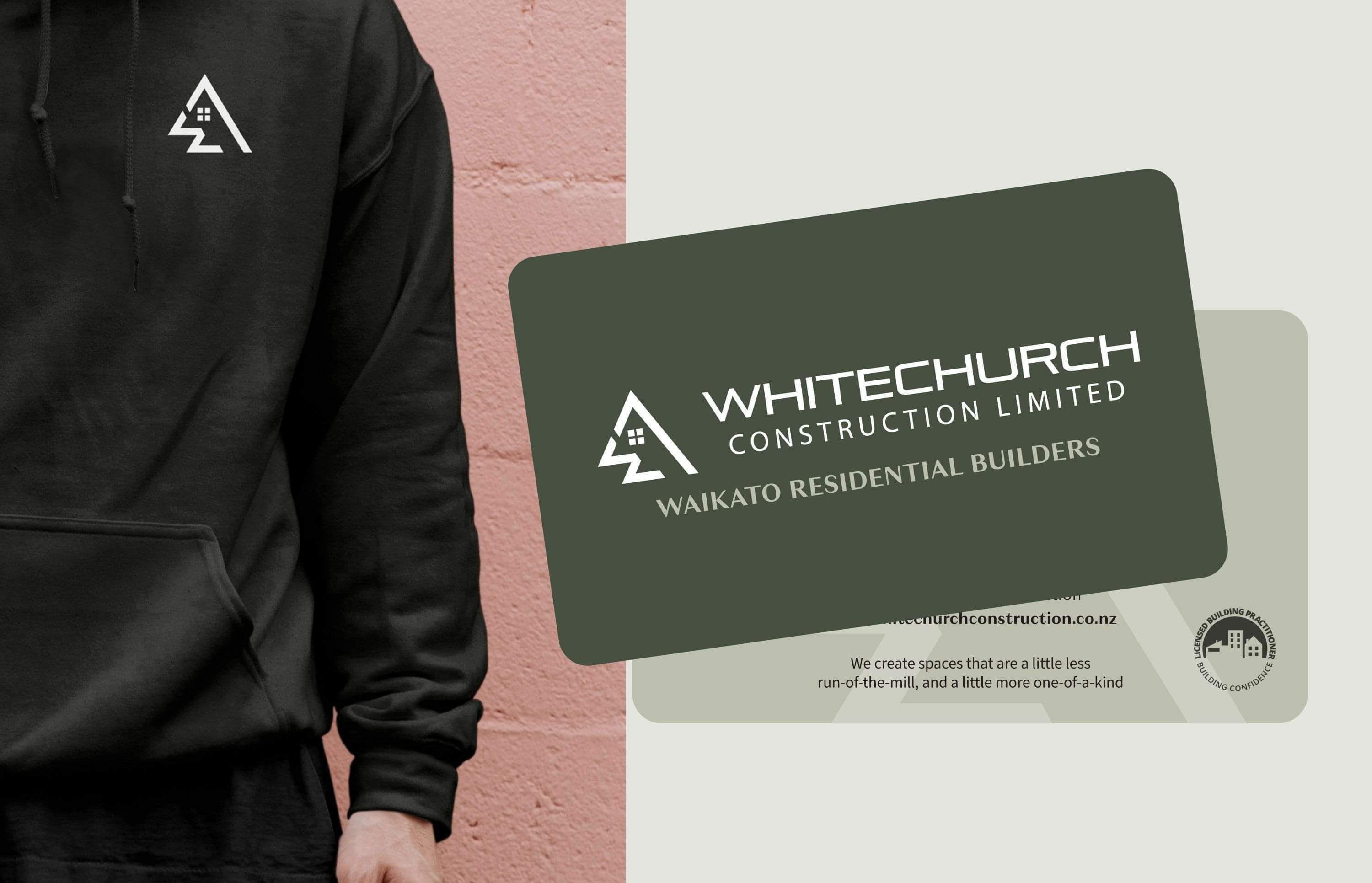 Website and apparel design for Whitechurch Construction. Creative Box Graphic Designer in Waikato New Zealand