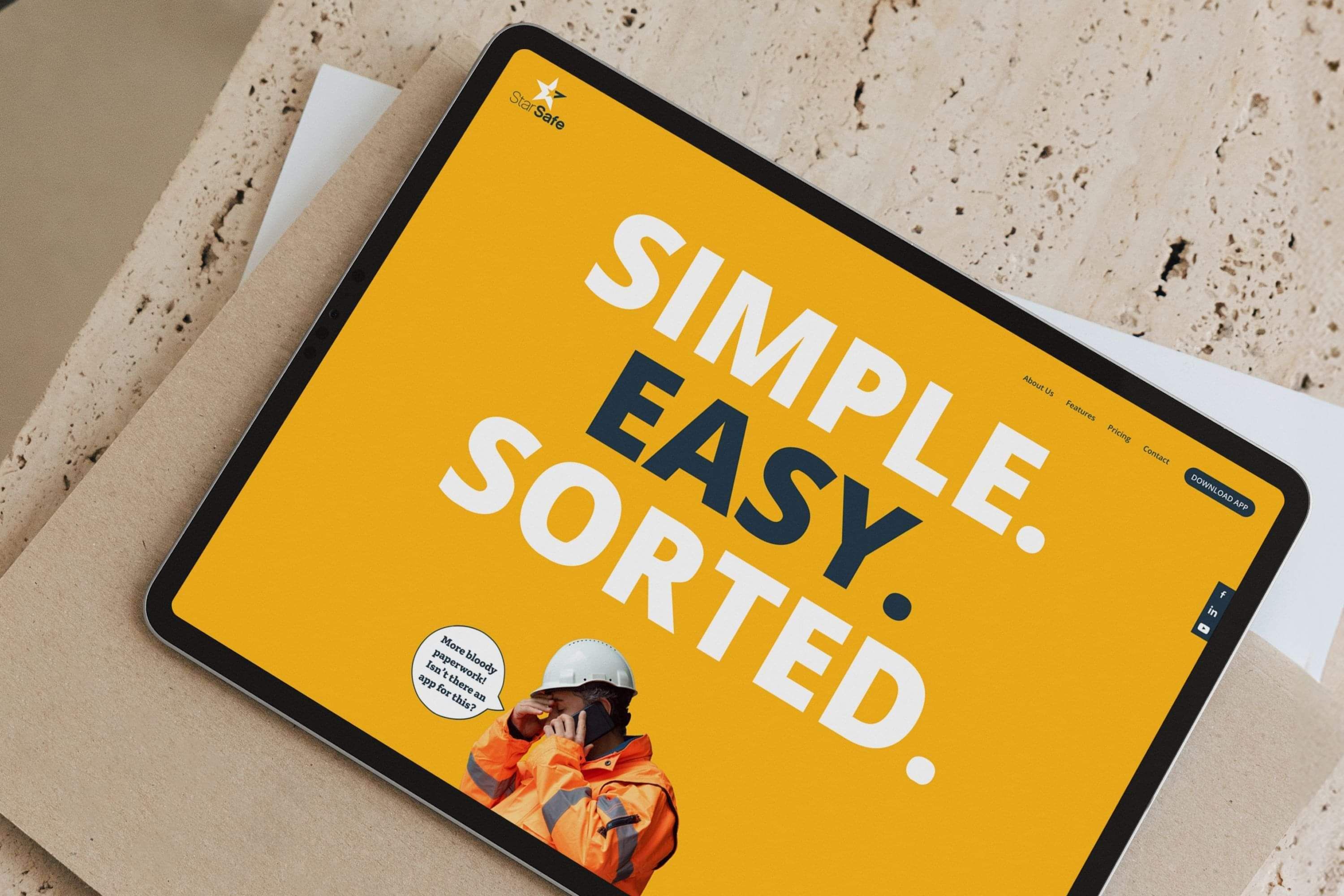 Image of StarSafe App website, health & safety app for tradies. Website by Creative Box. Waikato, New Zealand. 