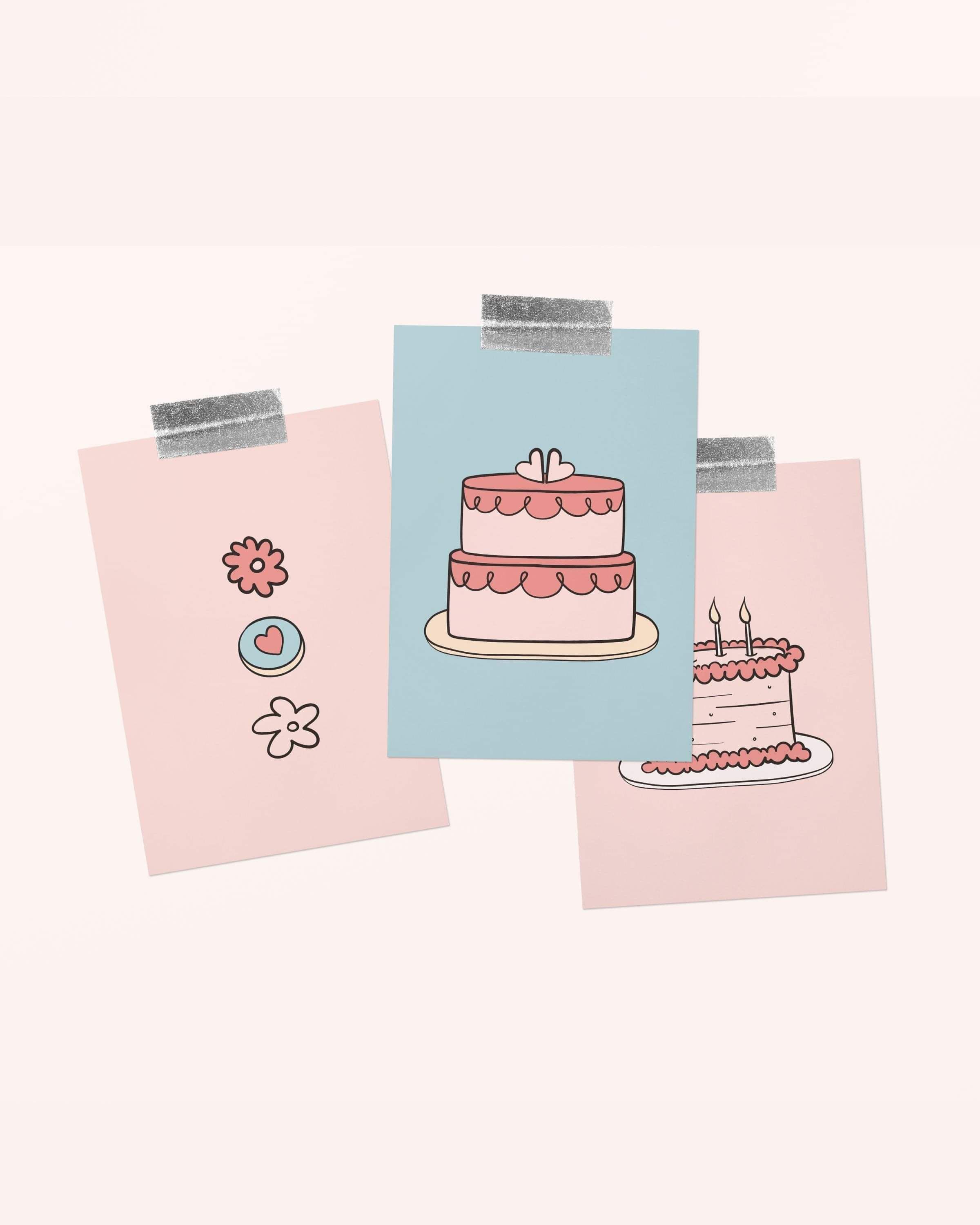 Image of cake & cookie illustrations created for All Iced up's new brand. Creative Box, Waikato, New Zealand.
