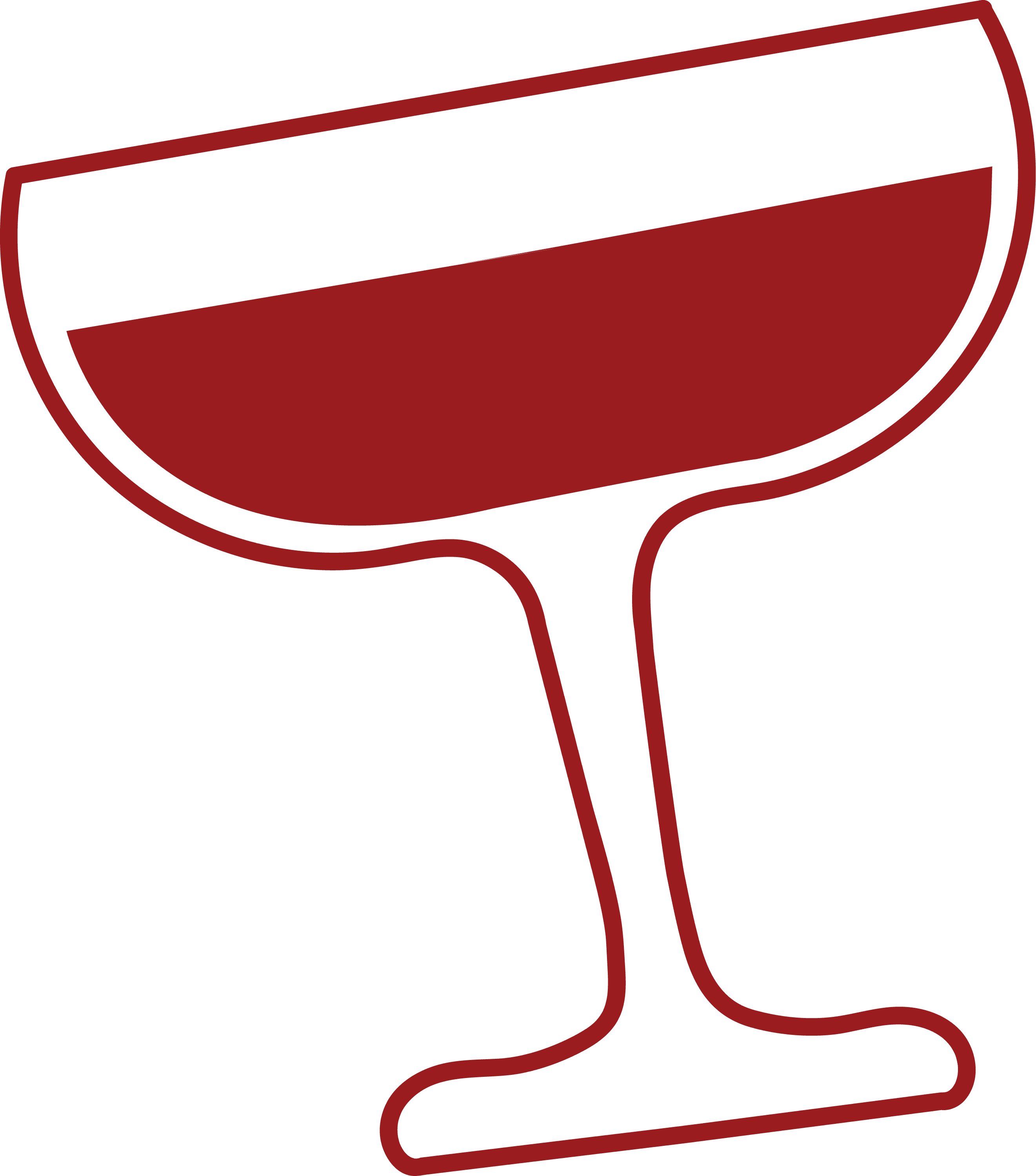 Image of hand drawn red cocktail glass. Drawn by Creative Box. Waikato, New Zealand.