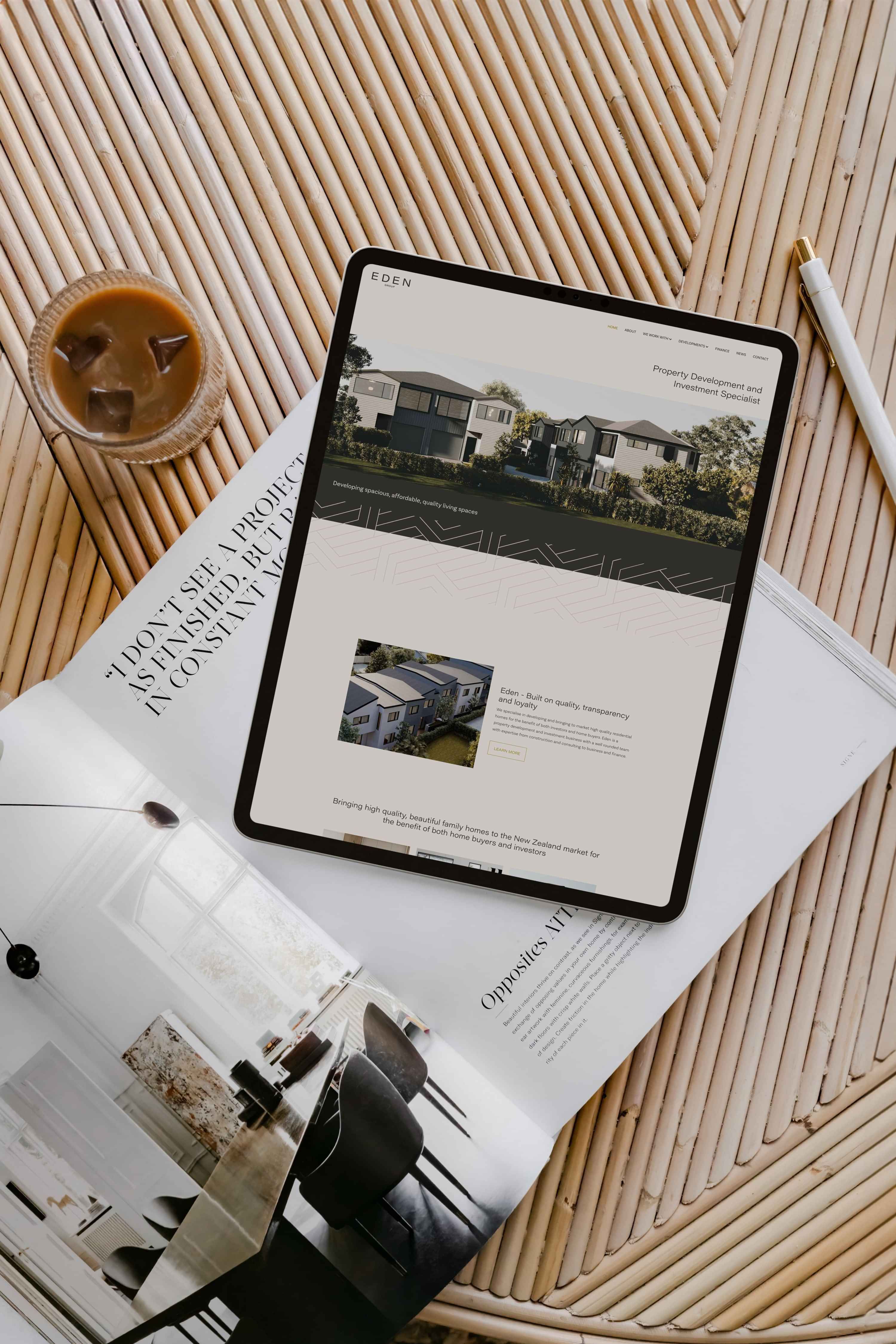 Image of ipad mockup with Eden Investment Group Ltd website. By Creative Box