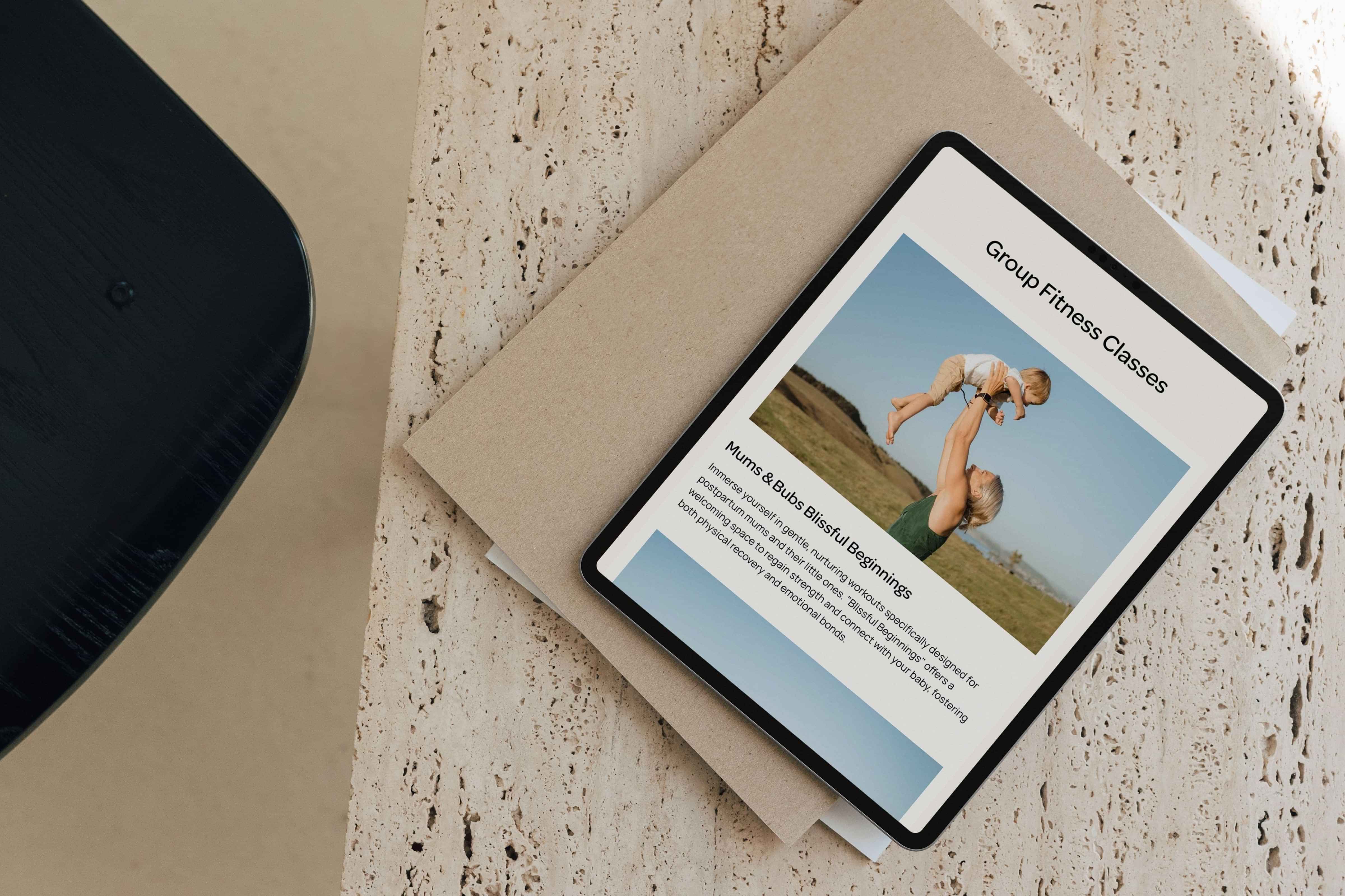 Image of ipad mockup with Train With Yvette website. By Creative Box