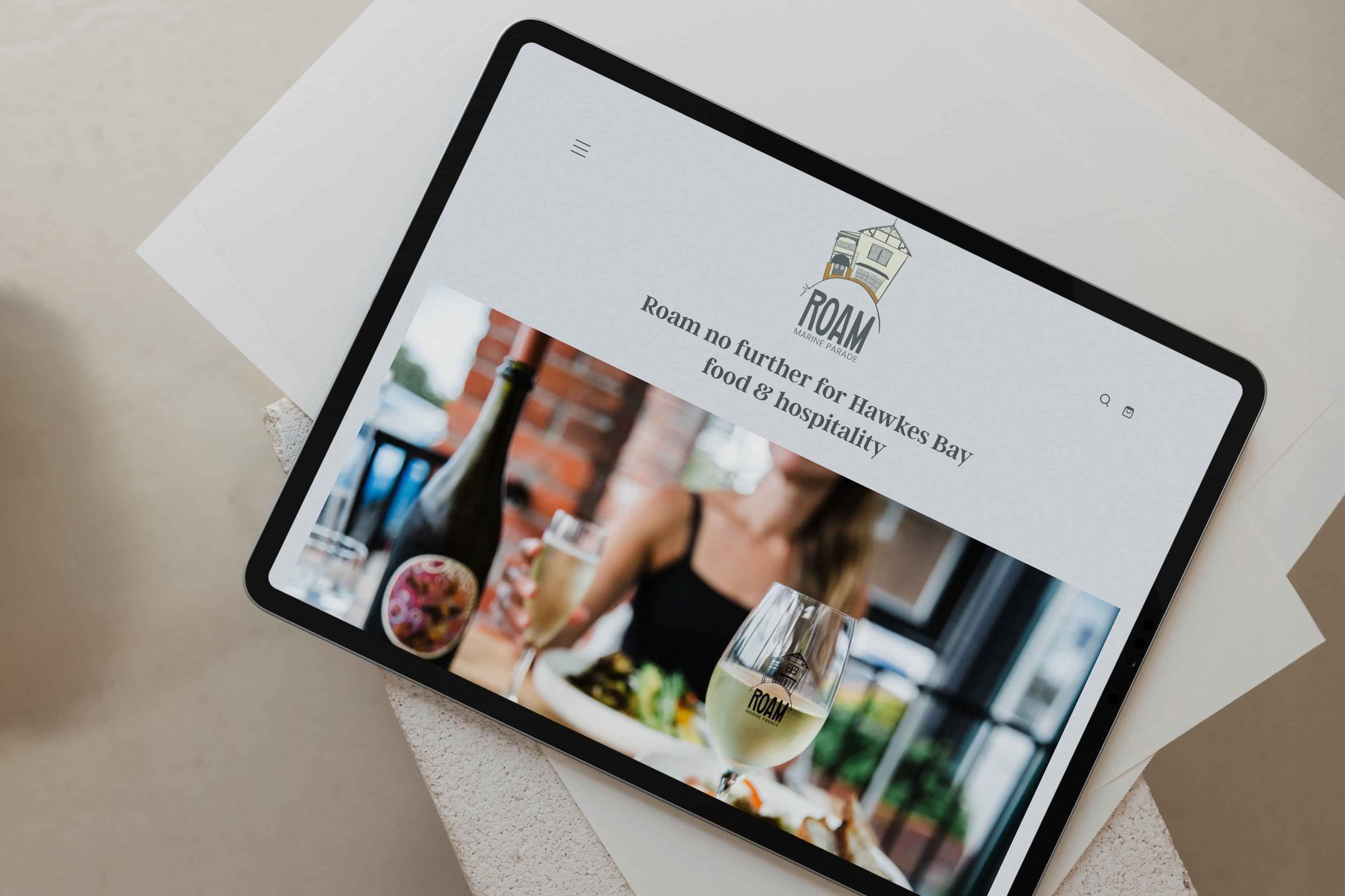Image of ipad mockup with ROAM Hawkes Bay website. By Creative Box
