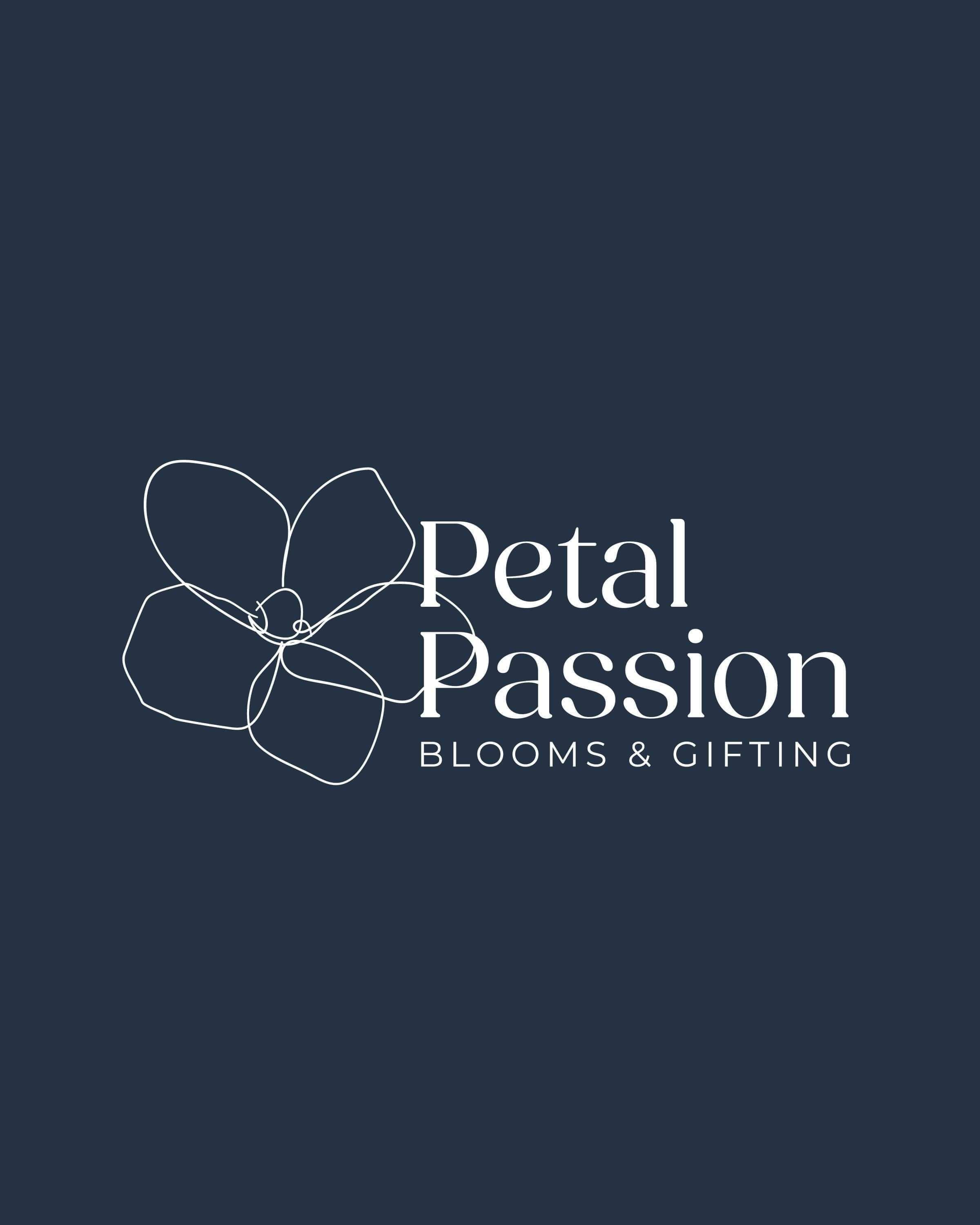 Image of Petal Passion's blue logo. By Creative Box
