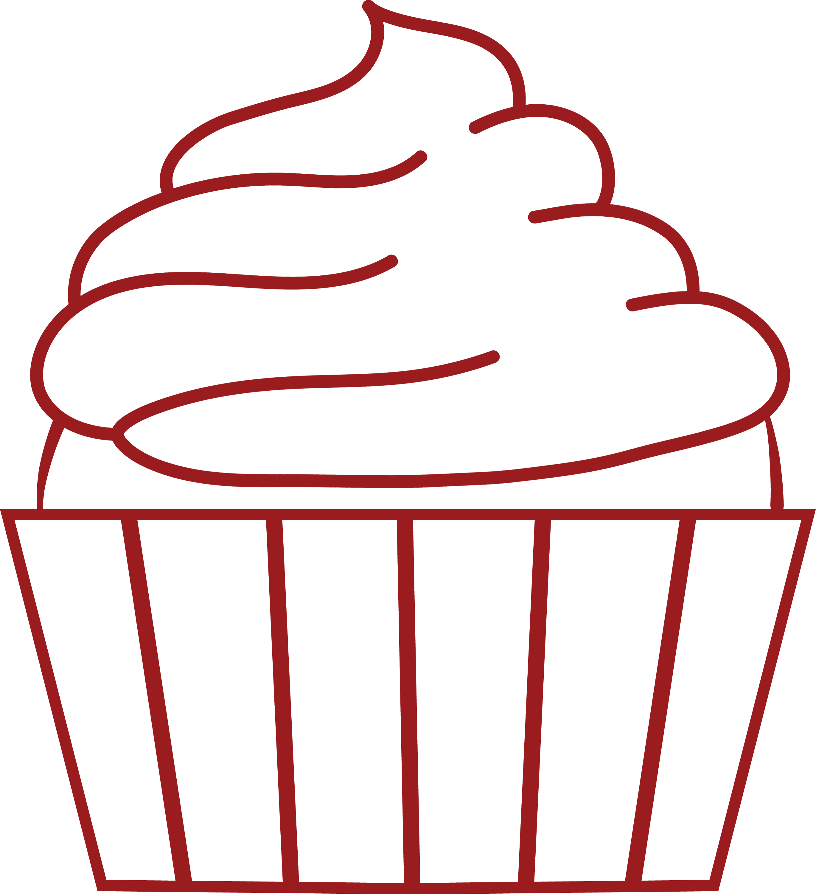 Image of hand drawn red cupcake with icing. Drawn by Creative Box. Waikato, New Zealand.