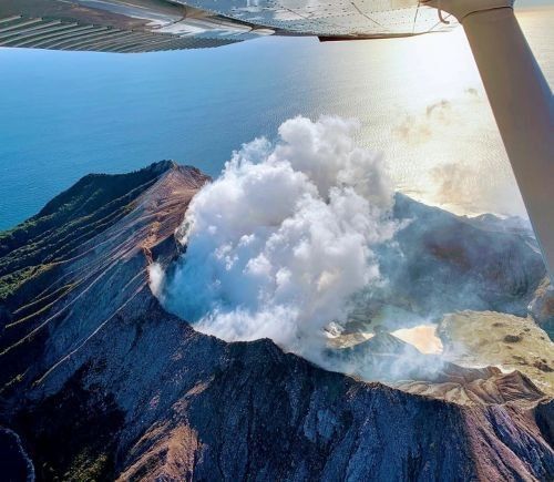 Whakaari from the air