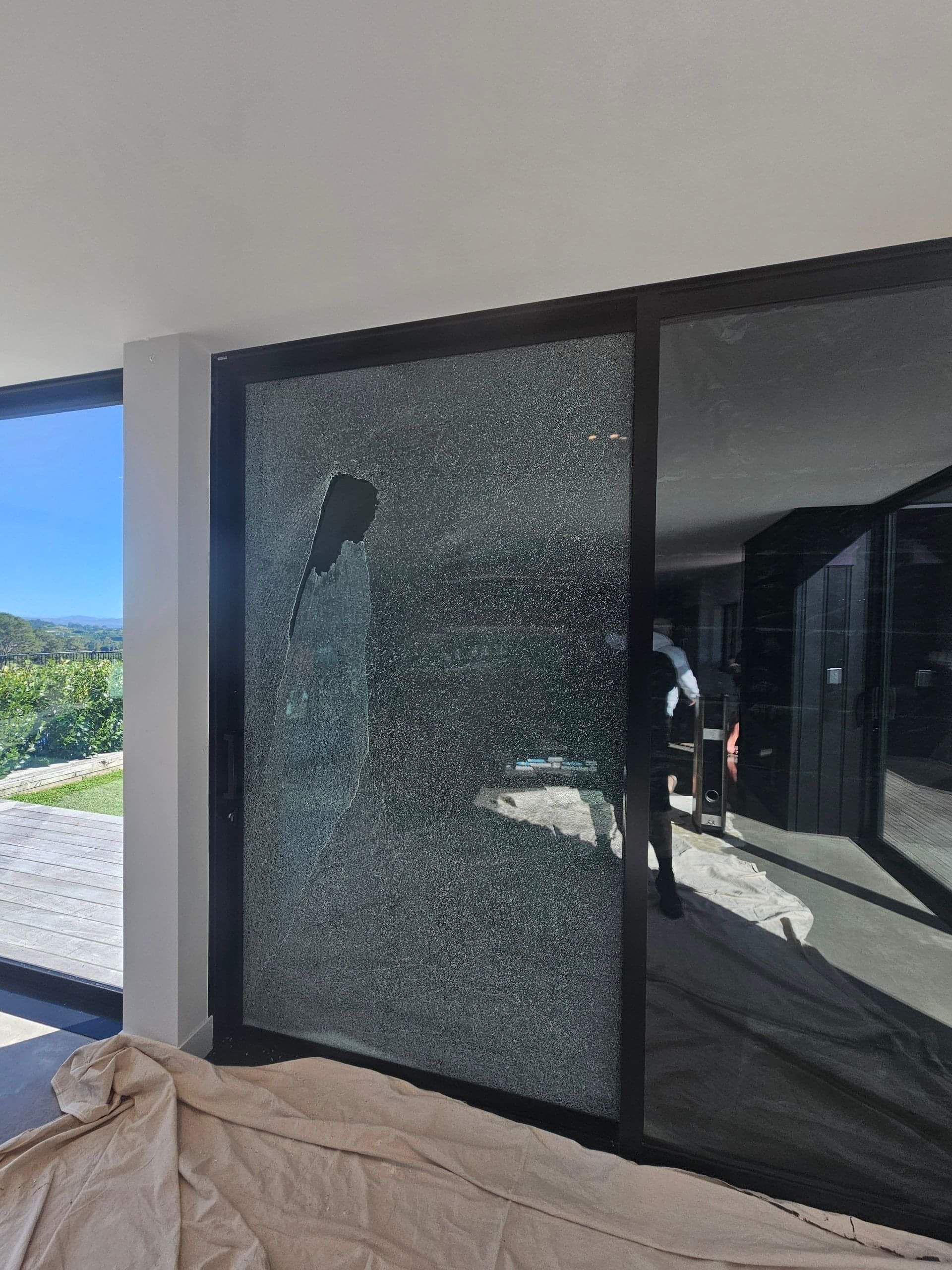 Broken glass window