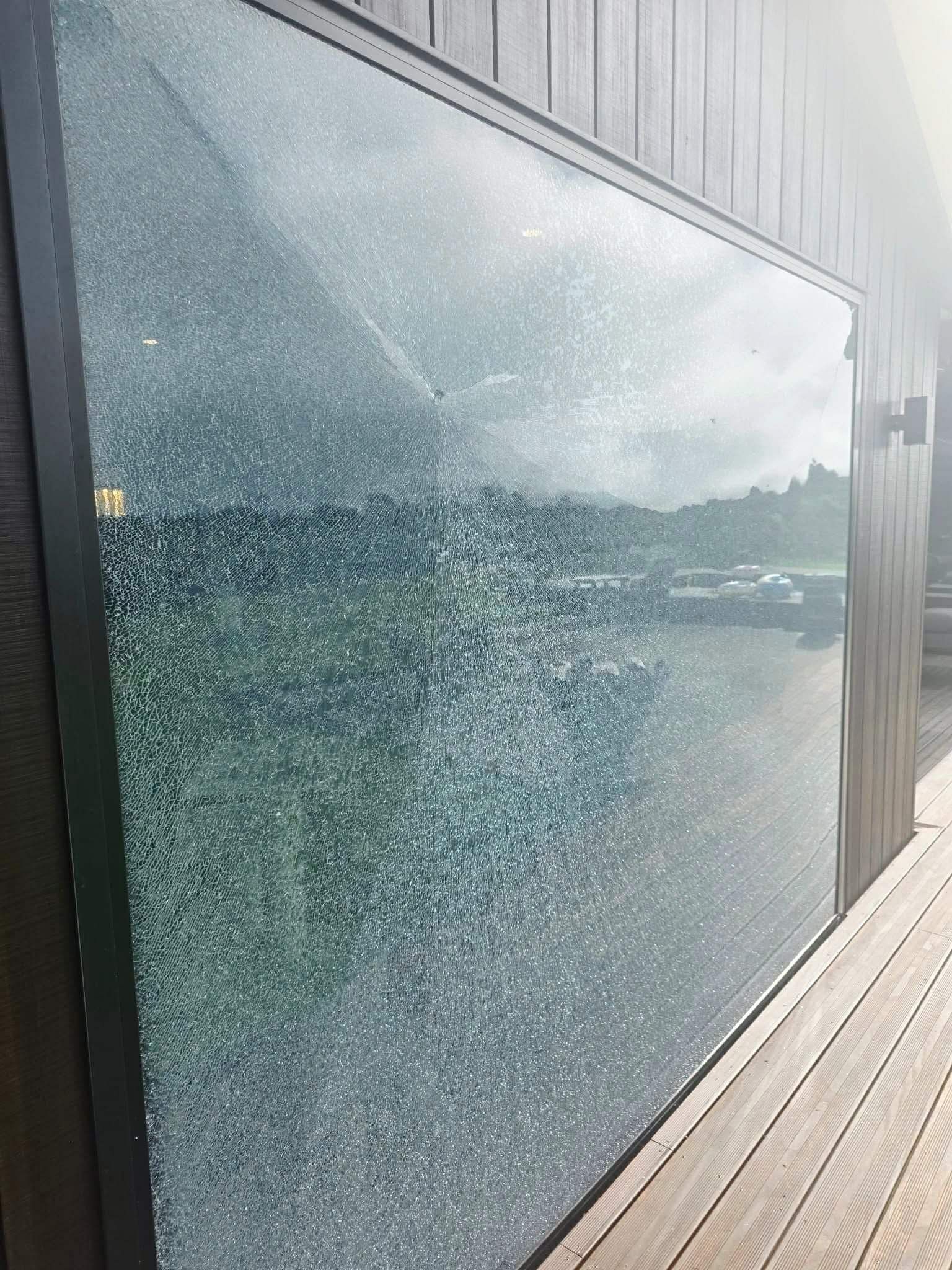 Broken glass window