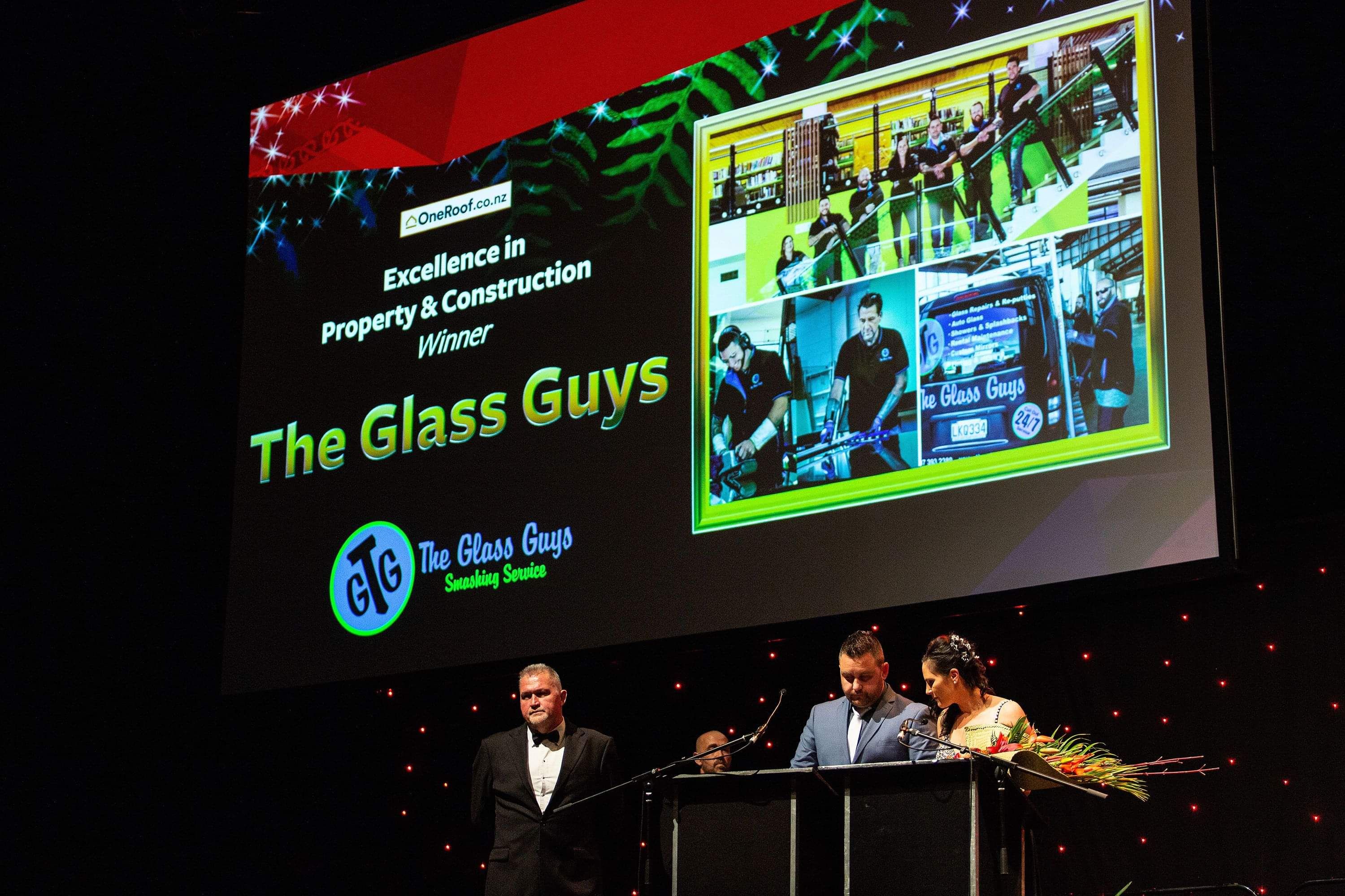 Jenn & Gary from The Glass Guys accepting an award