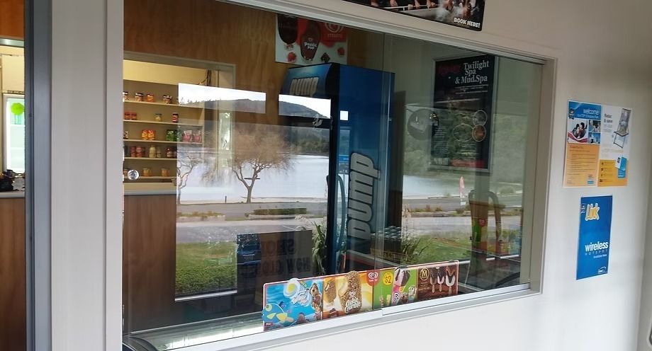 glass shopfront of a dairy